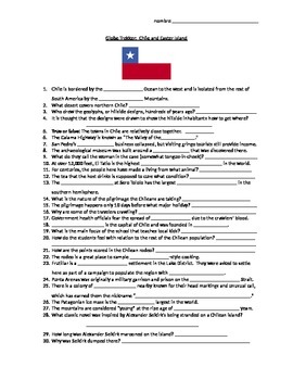 Preview of Globe Trekker Chile Easter Island viewing guide worksheet
