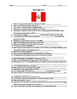 Preview of Globe Trekker Peru viewing guide worksheet