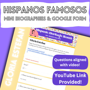 Preview of Gloria Estefan - Mini Hispanic Biography Video and Questions