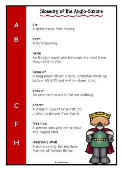 Preview of Glossary of the Anglo-Saxons Printables | British History