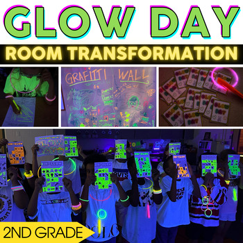 Preview of Glow Day Activities or Party with Glow in the Dark Math, Reading, Word Search
