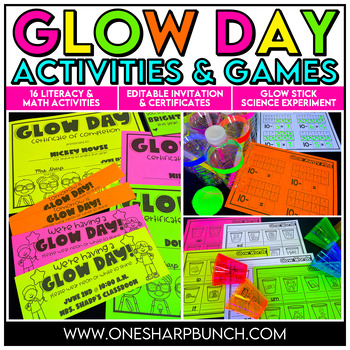 Preview of Glow Day Activities and Glow Day Games for an End of the Year Countdown Glow Day