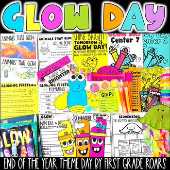 Preview of Glow Day Neon End of the Year Theme Day Activities Countdown to Summer