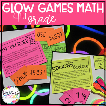 Preview of Math End of Year Activity Review 4th Grade - Glow Day