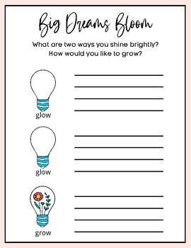 Preview of Glow, Glow, Grow Reflection Page