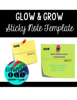 Preview of Glow & Grow Feedback | Sticky Note Template