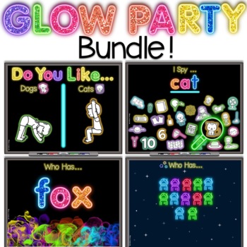 Preview of Glow Party Games | CVC Words, Counting, and More | Glow Day | Morning Meeting