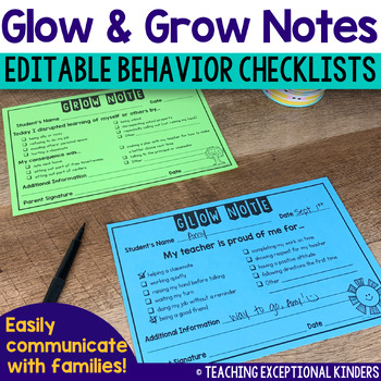 Preview of Glow and Grow Behavior Notes Positive Notes to Send Home to Parents
