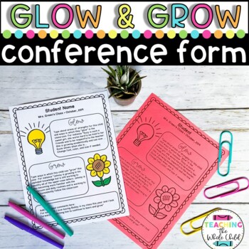 Preview of Glow and Grow Parent Teacher Conference Feedback Form Editable