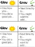 Glow and grow feedback sentence starters (differentiated)