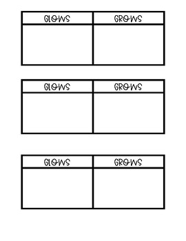 Preview of Glows & Grows Reflection Freebie for Academic Feedback for Growth Mindset