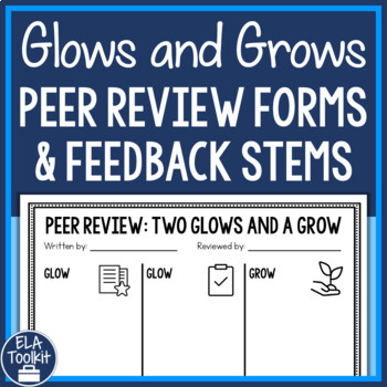 Preview of Glows and Grows Peer Feedback Peer Review Forms and Sentence Stems Starters