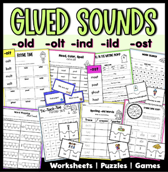 Preview of Glued Sounds ind, olt, old, ild, ost Phonics Worksheets Kind Old Words