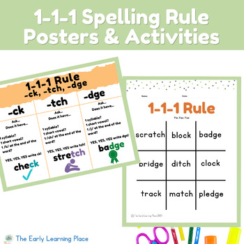 Preview of 1-1-1 Spelling Rule for -ck, -tch, -dge Posters and Activities