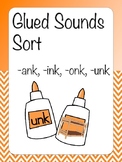 Glued Sounds Sort -ank, -ink, -onk, -unk