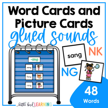 Preview of Glued Sounds Decodable Word Cards and Picture Cards Set | NG NK Words