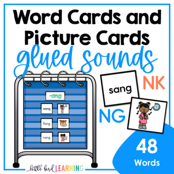 Preview of Glued Sounds Decodable Word Cards and Picture Cards Set for NG NK Word Families