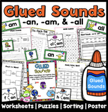 Glued Sounds an, am, and all Worksheets and Sorting