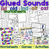 Glued Sounds ild, old, ind, olt, ost  worksheets Closed Sy