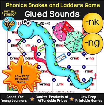 Preview of GLUED WELDED SOUNDS NG NK SNAKES & LADDERS GAME PHONICS 1ST 2ND GRADE ACTIVITIES