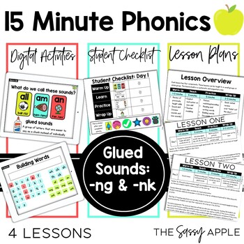 Preview of Glued Sounds -nk & -ng 15 Minute Phonics 4 Lessons Interactive PPT Google Slides