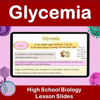 Preview of Glycemia | PowerPoint Lesson Slides High School Biology | insulin & glucagon