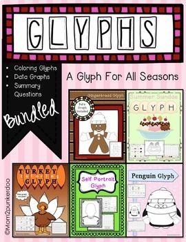Preview of Glyphs Seasons Bundle Gingerbread, Turkey, Penguin, Spring and Back to School