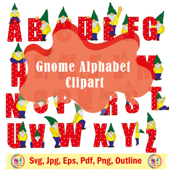 Preview of Gnome Alphabet Clipart -Personal and Limited Commercial Use- Fun letters Clipart