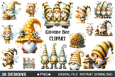 Gnome Bee Watercolor Clip Art Bundle