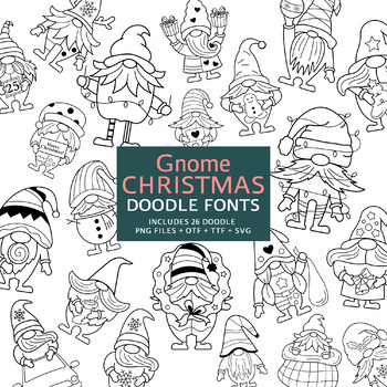 Preview of Gnome Christmas Doodle Fonts, Instant File otf, ttf Font Download, Digital Xmas
