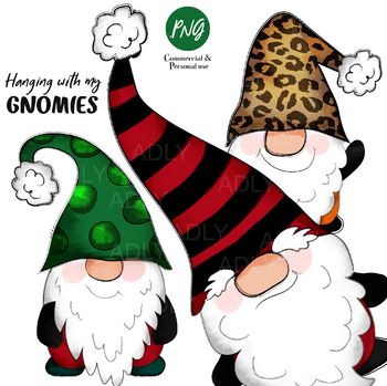 Gnome Christmas Sublimation Clip Art Hanging With My Gnomies Red Green