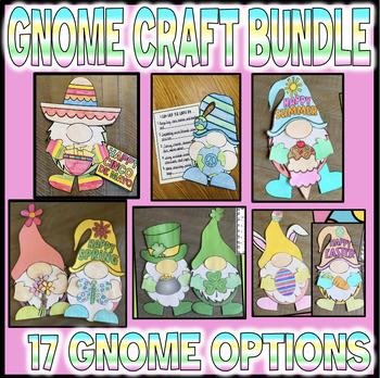 Preview of Gnome Craft Hallway Bundle with Writing Prompts Valentines, St Patrick Bulletin