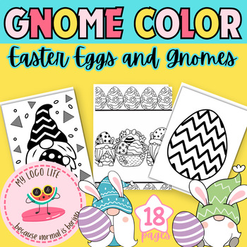 Preview of Gnome Easter Coloring Pages| Gnomes and Easter Eggs| Coloring | NO PREP