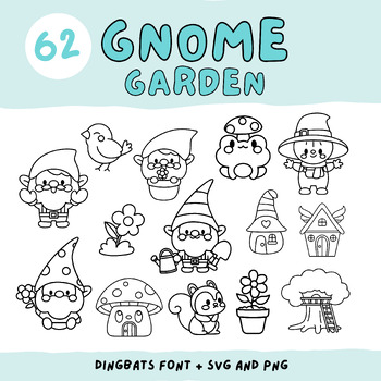 Preview of Gnome Garden Font + Outline Clipart