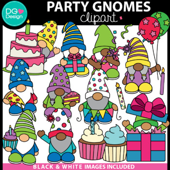 Preview of Gnome Happy Birthday Party Clipart | Classroom Birthdays
