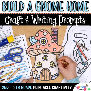 Preview of Gnome Home Craft, No Prep Writing Activity, Template for After Spring Break