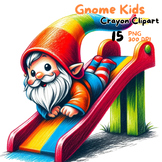 Gnome Kids Activities Clipart - Crayon Brush Style 15PNG C
