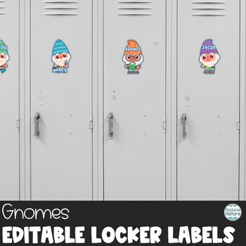 Preview of Gnome Locker Labels - Editable Name Tags for Cubbies - Spring Classroom Decor