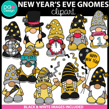 Preview of Gnome New Year's Eve Clipart | New Year's Clipart | Party Clipart