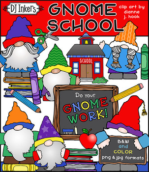 Preview of Gnome School Clip Art for Teachers and Classroom Smiles by DJ Inkers