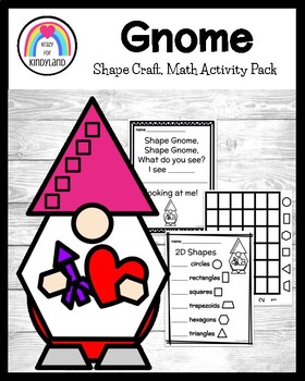 Preview of Gnome Shape Craft, Counting Activity: Valentine's Day Kindergarten Center