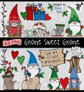 Preview of Gnome Sweet Gnome - Holiday Clip Art, Borders and Printables by DJ Inkers