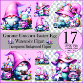 Gnome Unicorn Easter Egg Watercolor clipart bundle, Collec