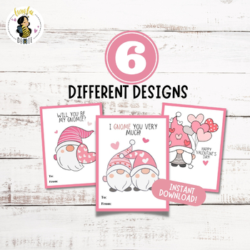 Preview of Gnome Valentine Cards | Valentine Treats for Kids | Gnomes Valentine Gift Tags