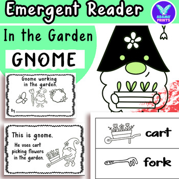 Preview of Gnome Working in the garden Emergent Reader Kindergarten & First Grade Mini Book