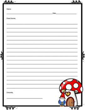 Gnome Writing Paper and Easel Activity by Fun Reading and Writing Resources