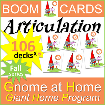Preview of Gnome at Home - Boom Cards Home Program (for Articulation) - Fall Series