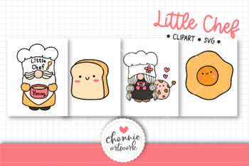 Little Chef,Gnome in the Kitchen Clipart Graphic by Chonnieartwork