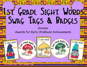 Preview of Gnomes First Grade Award Tags & Badges