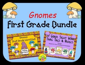 Preview of Gnomes First Grade Word Wall Bundle